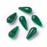 Natural Myanmar Jade/Burmese Jade Half Drilled Beads, Dyed, teardrop, 21~22x10mm, Hole: 1.2mm(G-L495-25)