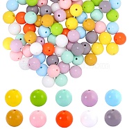 100Pcs 10 Colors Silicone Beads, DIY Nursing Necklaces and Bracelets Making, Chewing Pendants For Teethers, Round, Mixed Color, 15mm, Hole: 2mm(JX644A)