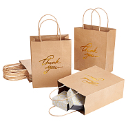 Rectangle Kraft Paper Bag, with Handle, Word Thank you, for Party Recycled Bag, Peru, 25.4x20.3x10.2cm(CARB-WH0009-14)