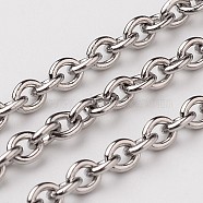 304 Stainless Steel Cable Chains, with Spool, Unwelded, Stainless Steel Color, 4x3x0.8mm, about 32.8 Feet(10m)/roll(CHS-L015-37)