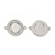 Alloy Cabochon Connector Settings with Crystal Rhinestone, Flat Round, Nickel, Platinum, Tray: 11x8mm, 24x18x2mm, Hole: 1.6mm(FIND-H039-03P)