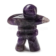 Natural Amethyst Carved Healing Human Shape Figurines, Reiki Energy Stone Display Decorations, 65~67x52~55x19~19.5mm(DJEW-D012-03A)