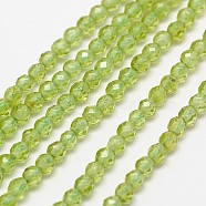 Natural Olive Quartz Bead Strands, Faceted Round, 2mm, Hole: 0.8mm, about 190pcs/strand, 16 inch(G-A129-2mm-31)