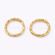 Iron Textured Jump Rings, Open Jump Rings, for Jewelry Making, Golden, 15x1mm, 18 Gauge, Inner Diameter: 12mm, 1000pcs/bag(IFIN-D086-04-G)