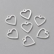Brass Charms, Long-Lasting Plated, Heart, 925 Sterling Silver Plated, 11.5x10x1mm, Hole: 1.2mm(KK-L205-11S-A)