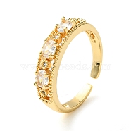 Bass Micro Pave Cubic Zirconia Ring, Long-Lasting Plated, Round, Golden, US Size 7 1/4(17.5mm)(RJEW-Z033-18G)