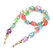 Eyeglasses Chains, Neck Strap for Eyeglasses, with Acrylic & CCB Plastic Coffee Bean Chains, 304 Stainless Steel Lobster Claw Clasps and Rubber Loop Ends, Golden, Colorful, 29.53 inch(75cm)(AJEW-EH00235)