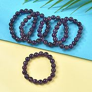 Natural Amethyst Bead Stretch Bracelets, Round, 2 inch~2-1/8 inch(5.2~5.5cm), Bead: 10mm(X-BJEW-K212-C-034)