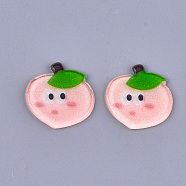 Plastic Cabochons, with Glitter Powder, Peach, Misty Rose, 23x23x2mm(KY-T010-33)