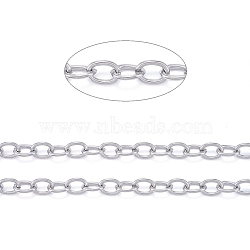 304 Stainless Steel Cable Chains, Unwelded, with Spool, Stainless Steel Color,8x6x1mm, about 32.8 Feet(10m)/roll(CHS-F011-02A-P)