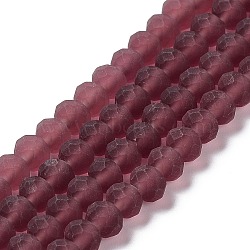 Transparent Glass Beads Strands, Faceted, Frosted, Rondelle, Coconut Brown, 2.9~3.3mm, Hole: 1mm, about 148~150pcs/strand, 39.5~40cm(EGLA-A044-T2mm-MD13)