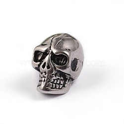 Retro Skull 304 Stainless Steel European Large Hole Beads, Antique Silver, 12x9mm, Hole: 3.5mm(STAS-F072-09)