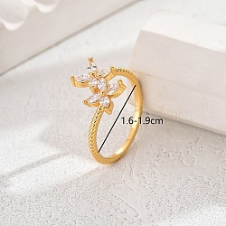 Flower Design Ladies Ring for Daily Wear, Dating and Vacation, Golden, Inner Diameter: 16mm(EU5480-1)