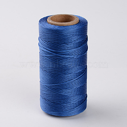 Flat Waxed Polyester Cords, Royal Blue, 1x0.3mm, about 284.33 yards(260m)/roll(YC-K001-09)