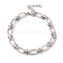 Non-Tarnish 304 Stainless Steel Oval Link Chain Bracelets for Women, Stainless Steel Color, 6-3/4 inch(17cm)(BJEW-B092-08P-01)