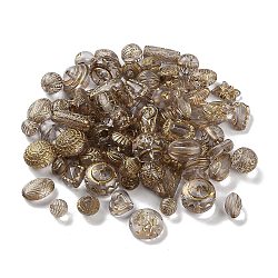 Transparent Acrylic Beads, Metal Enlaced, Mixed Shapes, Gray, 7.5~22.5x7.5~21x5.5~13mm, Hole: 1.2~5.5mm(X1-MACR-L005-05H)