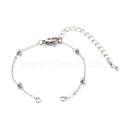 Handmade Brass Satellite Chain Bracelets Making Accessories, with 304 Stainless Steel Lobster Claw Clasp, Platinum, 15x0.15cm(X-AJEW-JB01025-01)