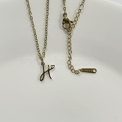 304 Stainless Steel Letter Pendant Necklaces, Golden, Lead Free & Nickel Free & Cadmium Free, Letter H, 20.08~20.28 inch(51~51.5cm), charm: 11x8mm(NJEW-WH0027-04H-G-NR)