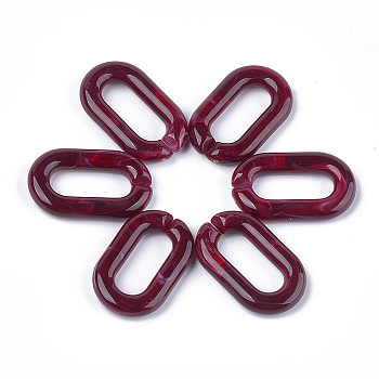 Acrylic Linking Rings, Quick Link Connectors, For Jewelry Chains Making, Imitation Gemstone Style, Oval, Dark Red, 38.5x23.5x6.5mm, Hole: 24.5x9.5mm