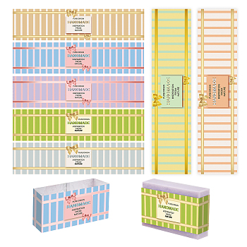 Elite 90Pcs 9 Style Soap Paper Tag, Rectangle, Both Sides Coated Art Paper Tape with Tectorial Membrane, for Soap Packaging, Stripe Pattern, 5x21cm, 10pcs/style