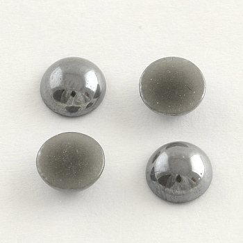 Pearlized Plated Opaque Glass Cabochons, Half Round/Dome, Gray, 5x2mm