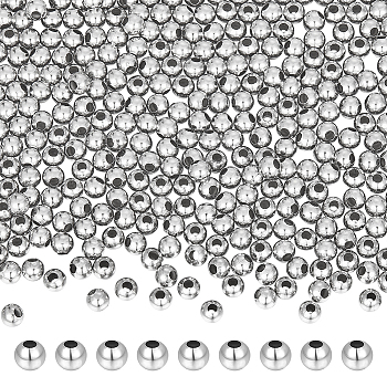 304 Stainless Steel Hollow Round Seamed Beads, for Jewelry Craft Making, Stainless Steel Color, 5mm, Hole: 2mm, 500pcs/box