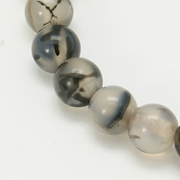 Natural Grey Agate Beads Strands, Round, Gray, 8mm, Hole: 1mm