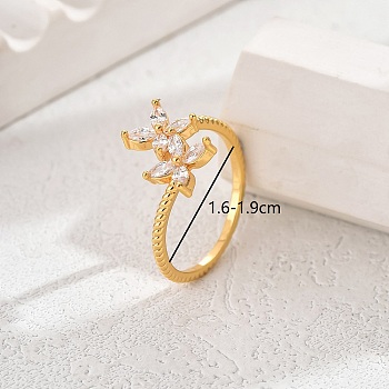 Flower Design Ladies Ring for Daily Wear, Dating and Vacation, Golden, Inner Diameter: 16mm