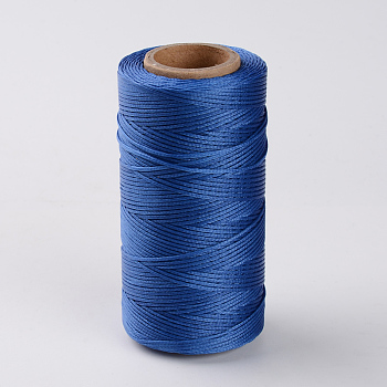 Flat Waxed Polyester Cords, Royal Blue, 1x0.3mm, about 284.33 yards(260m)/roll