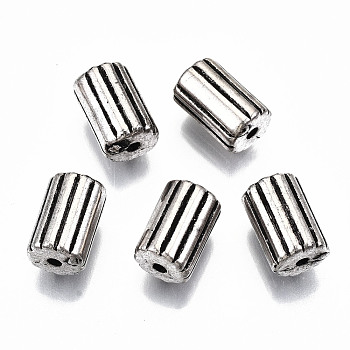 CCB Plastic Beads, Corrugated Column, Antique Silver, 11.5x7.5mm, Hole: 1.6mm