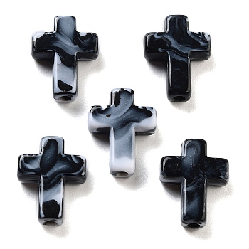 Acrylic Beads, Cross, Imitation Gemstone, Black, 15.5x12x4.5mm, Hole: 2mm, 1064pc/500g