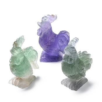 Natural Fluorite Display Decorations, Rooster, 34.5x21x52.5mm