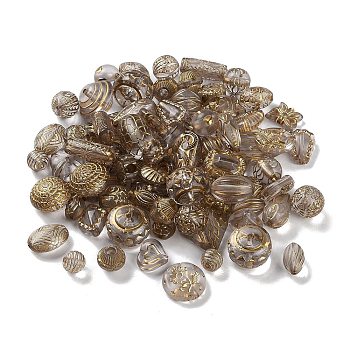 Transparent Acrylic Beads, Metal Enlaced, Mixed Shapes, Gray, 7.5~22.5x7.5~21x5.5~13mm, Hole: 1.2~5.5mm