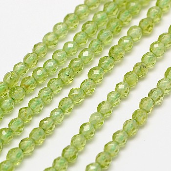 Natural Olive Quartz Bead Strands, Faceted Round, 2mm, Hole: 0.8mm, about 190pcs/strand, 16 inch
