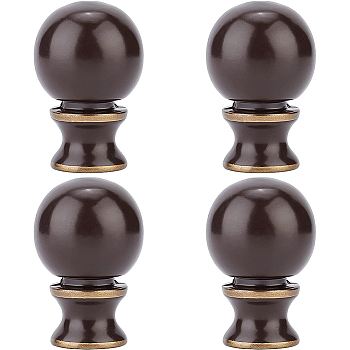 Zinc Alloy Ball Lamp Finials for Lamps Top Knob, Lamp Shade Holder Screw Cap, Round, Black, 24x37mm, Hole: 5.5mm