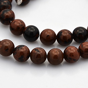 Round Natural Mahogany Obsidian Beads Strands, 8mm, Hole: 1mm, about 50pcs/strand, 15.7 inch