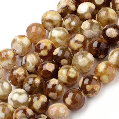 Dark Goldenrod Round Fire Crackle Agate Beads