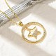 Brass Micro Pave Clear Cubic Zirconia Ring Pendant Necklaces(NJEW-P322-A01-G)-1