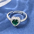 Brass Micro Pave Clear Cubic Zirconia Cuff Open Rings, Heart, Platinum, 17mm(CU-CBA5C10-16P)