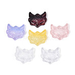 Dyed & Heated Glass Connector Charms, Fox Links, Mixed Color, 22~23x25x7mm, Hole: 1.8mm(GLAA-N053-02)