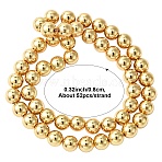 Electroplate Non-magnetic Synthetic Hematite Beads Strands, Round, Light Gold Plated, 8mm, Hole: 1~1.5mm, about 52pcs/strand, 15.7 inch(G-YW0002-22D)