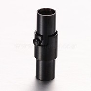 Column 304 Stainless Steel Locking Tube Magnetic Clasps, Electrophoresis Black, 17x6mm, Hole: 4mm(X-STAS-I045-12-4mm)