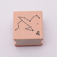 Wooden Stamps, with Rubber, Square with Twelve Constellations, Leo, 30x30x24mm(DIY-WH0175-46E)