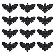 Alloy Pendants, Moth, Electrophoresis Black, 26x41x1.5mm, Hole: 1.6mm, 20pcs/box(FIND-SC0004-50)