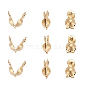 Ion Plating(IP) 304 Stainless Steel Bead Tips, Calotte Ends, Clamshell Knot Cover, Golden, 8x4mm, Hole: 1mm(STAS-F075-26)