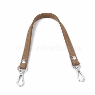 Imitation Leather Bag Handles, with Alloy Clasps, for Bag Straps Replacement Accessories, Platinum, Peru, 345~355x12x3.5mm(FIND-T016-01P-04)