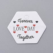 Paper Gift Tags, Hange Tags, For Arts and Crafts, For Wedding, Valentine's Day, Hexagon with Word, White, 30x35x0.4mm, Hole: 4mm(CDIS-P001-K03-A)
