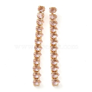 Brass Micro Pave Cubic Zirconia Bar Strip Dangle Stud Earrings, for Women, Long-Lasting Plated, Golden, 48.5x5mm(EJEW-H103-12G)