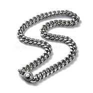 304 Stainless Steel Diamond Cut Cuban Link Chain Necklace with Cubic Zirconia Clasps, Stainless Steel Color, 22.91 inch(58.2cm)(NJEW-P288-10P)