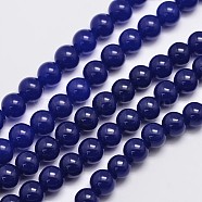 Natural & Dyed Malaysia Jade Bead Strands, Round, Midnight Blue, 8mm, Hole: 1.0mm, about 48pcs/strand, 15 inch(X-G-A146-8mm-A22)